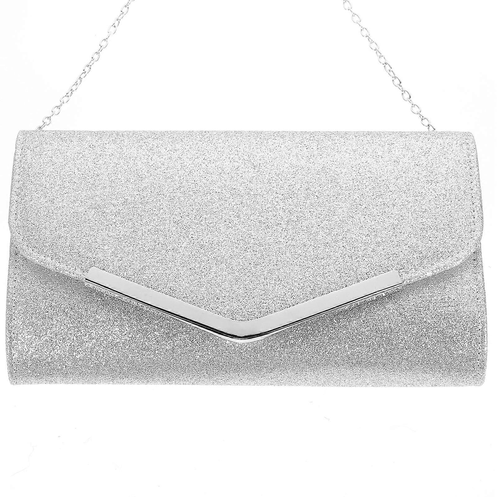 Vacanza Frizione Argento Semplice Catena Borsa Per Le Donne Festa di Nozze 24x14x5cm 1Set