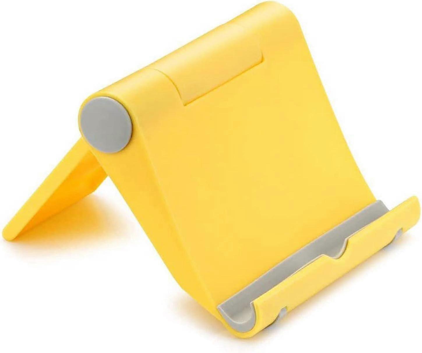 Adjustable Foldable Cell Phone Stand & Tablet Holder for Desk - Portable Mobile Phone Holder in Vibrant Yellow