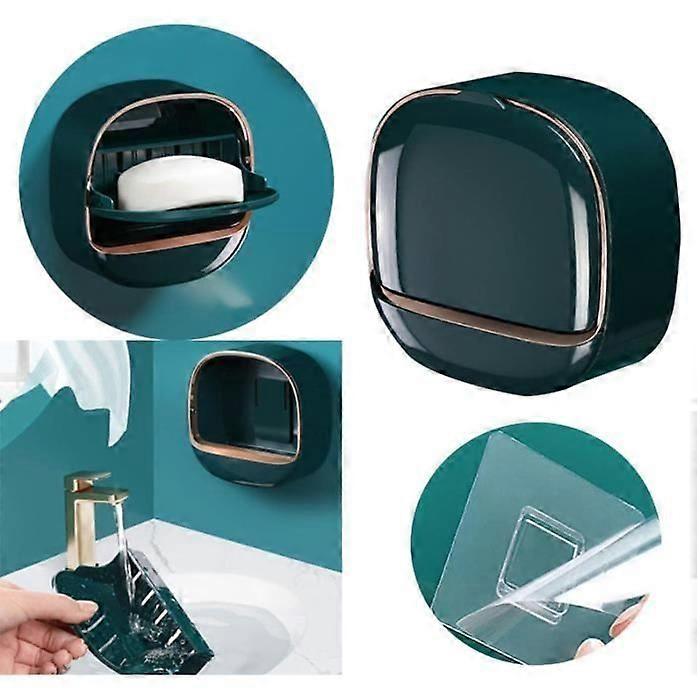 Soap Box - Unspecified - Wall-Mounted Self-Draining - Abs - 12.1*12.3*5Cm - Dark Green