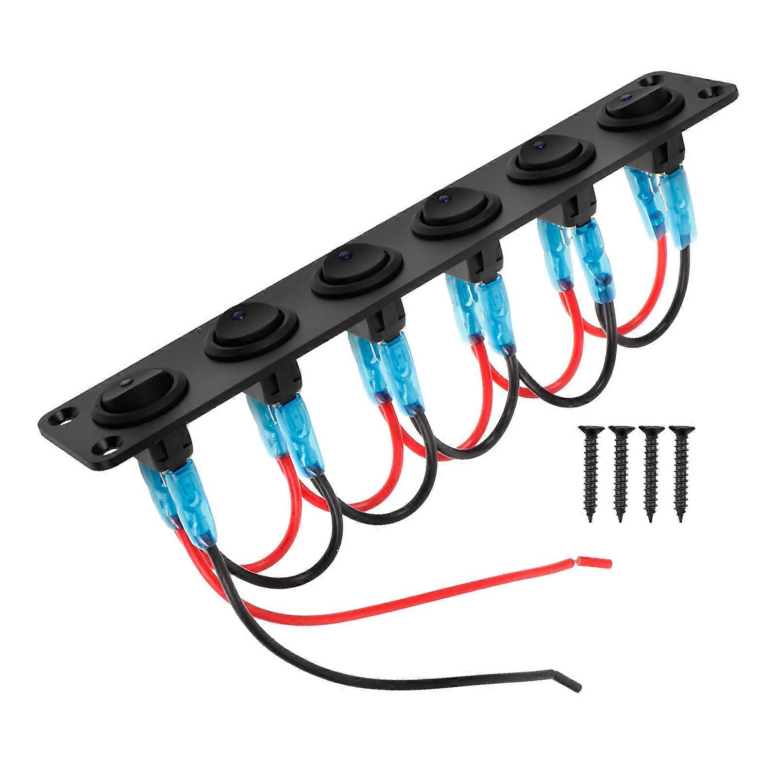 Marine Switch Panel Aluminum 6 Gang Rocker Switch Panel for Car Use