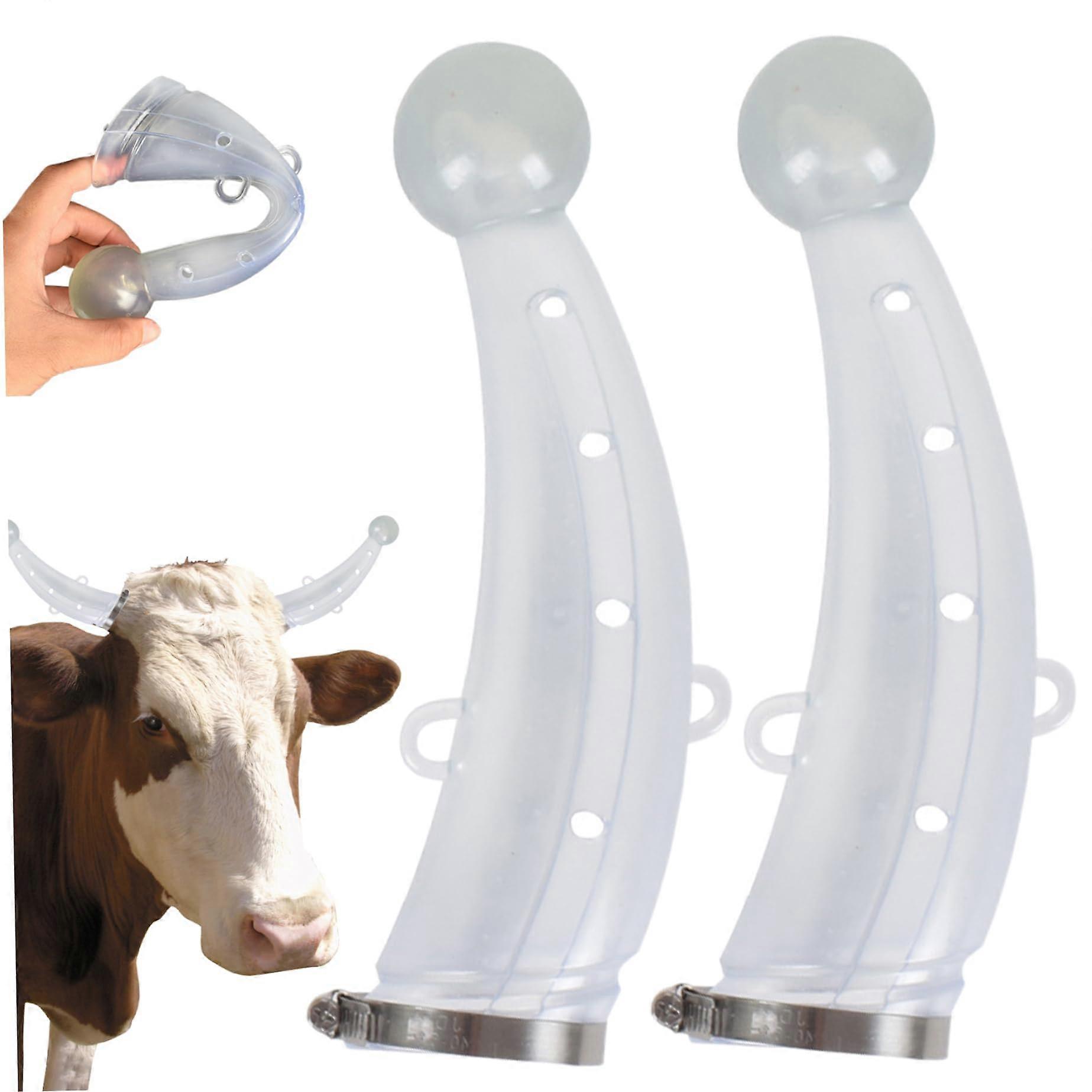 Cow Horn Protection 1 Pair Anti-Combat Breathable Guard With Clamp-Adjustable Silicone Goat Horn Protector For Cattle And Goats