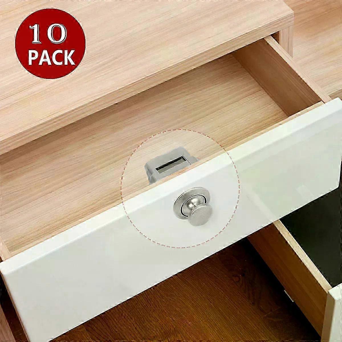 10PCS Push Button Drawer Latch 20mm Camper Cupboard Knob RV Compartment Latch Catches Fit For Caravan Boat Motorhome Cabinet Drawer
