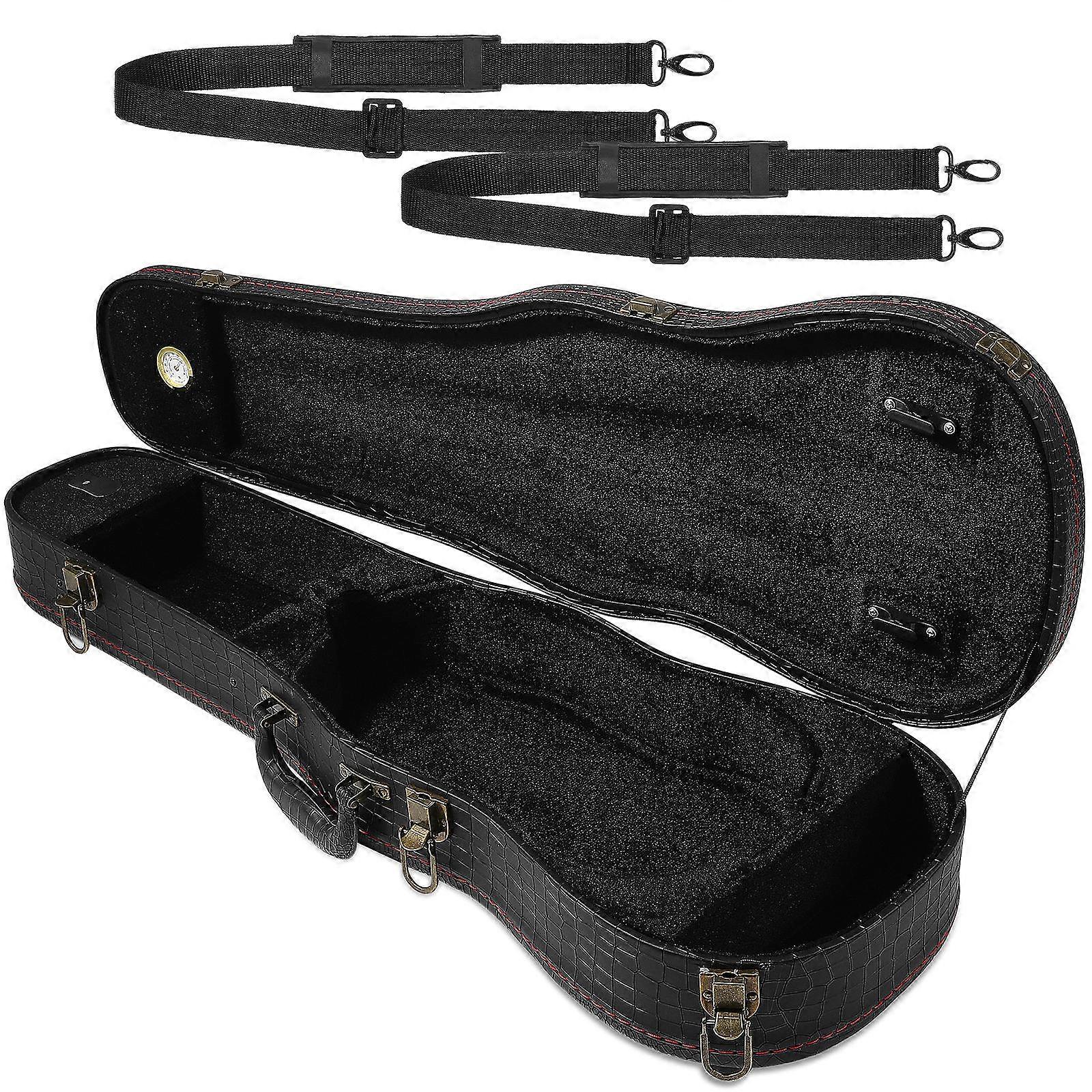 Portable 4/4 Violin Case Hard Shell Backpack Strap Wooden Violin Box Carrying Bag with Hygrometer