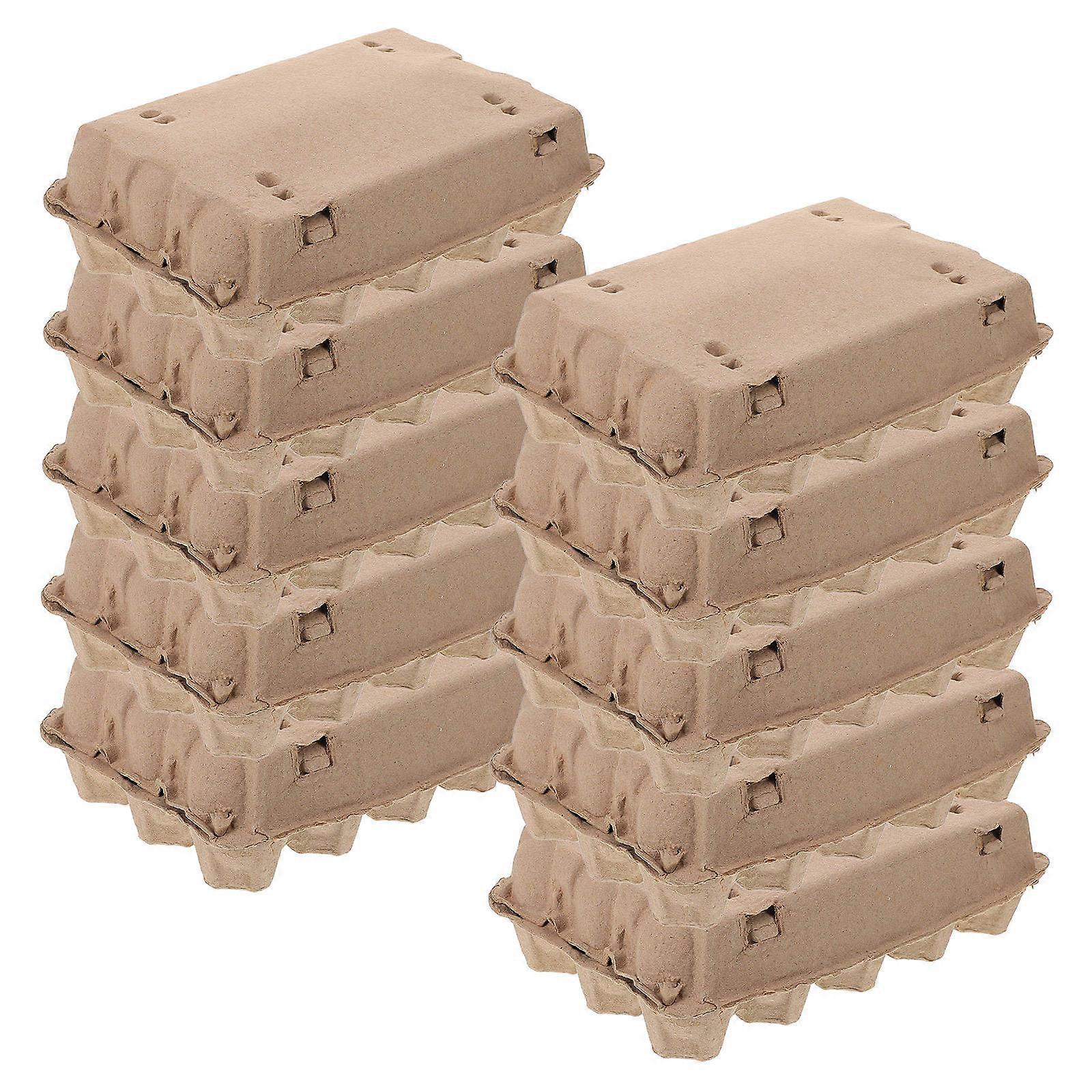 Egg Cartons Paper Pulp Storage Containers Ivory Minimalist Stackable 10Set