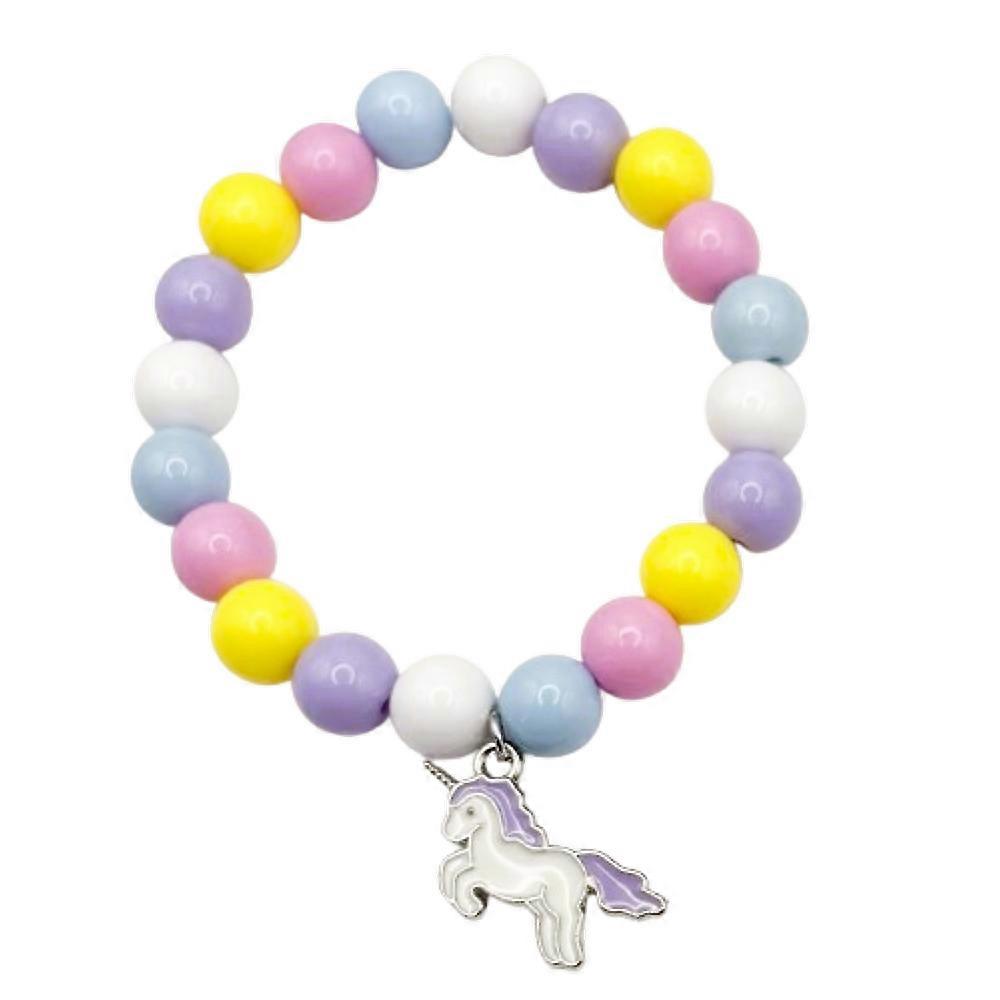 Rainbow Children's Stretch Bracelet with Unicorn Charm by Candi Co