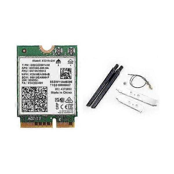 AX211NGW + Doppelantenne WiFi 6E M.2 Key E CNVio2 2,4 GHz / 5 GHz drahtlose Netzwerkkarte 802.11ac Bluetooth