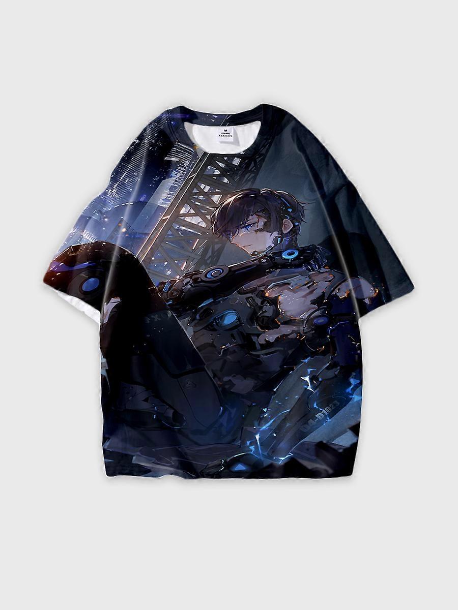 T-shirt round neck Role Pattern loose short sleeve E675