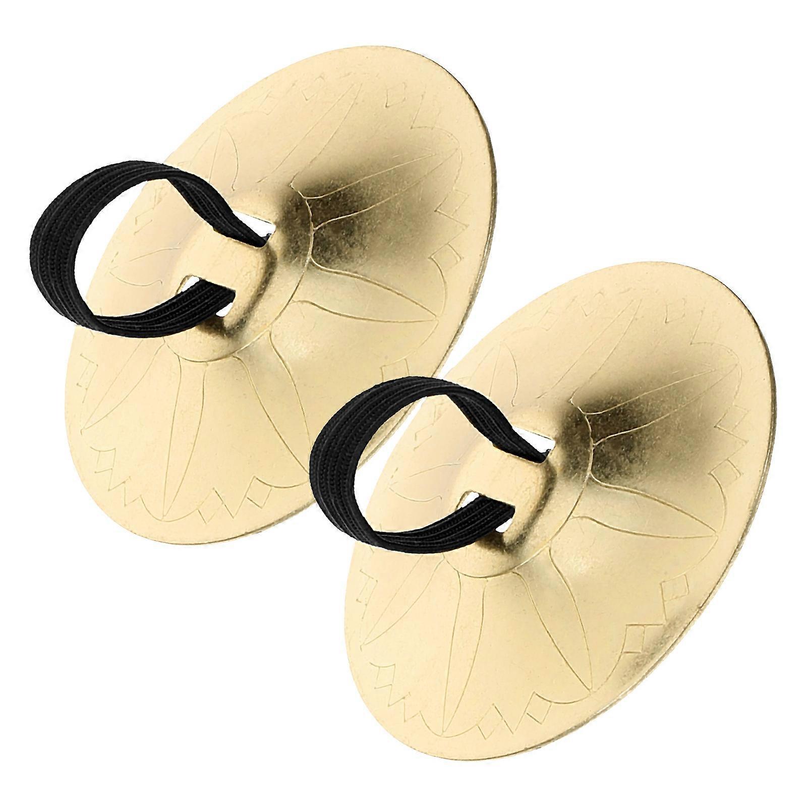 Finger Cymbals for Belly Dancing – Lightweight, Portable Small Instrument, Easy to Clean, Gold with Decorative Patterns