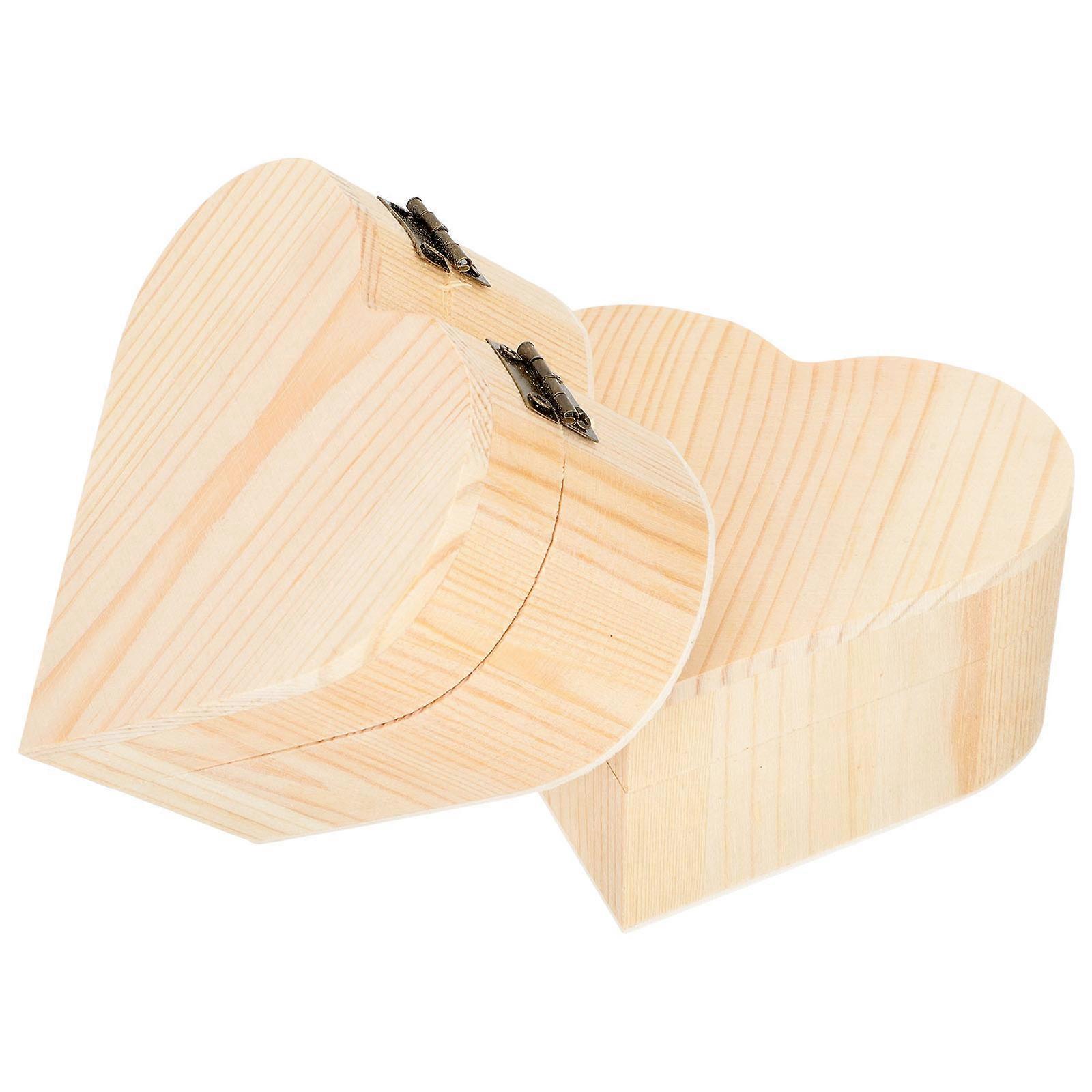 Wooden Heart Shaped Boxes With Lids Diy Design Home Use Small Storage Box Metal Material Gift Box 2Set