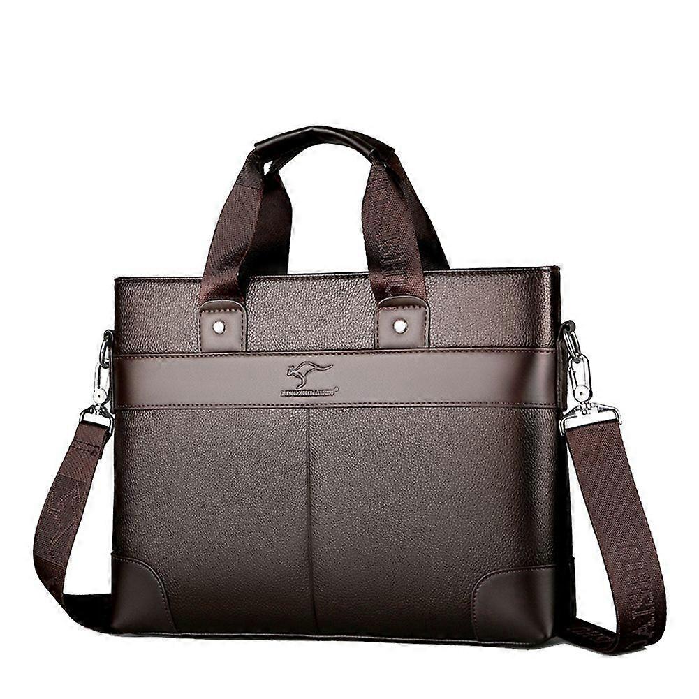 LINGZHIDAISHU Men's Briefcase High-Quality Handbag Brown