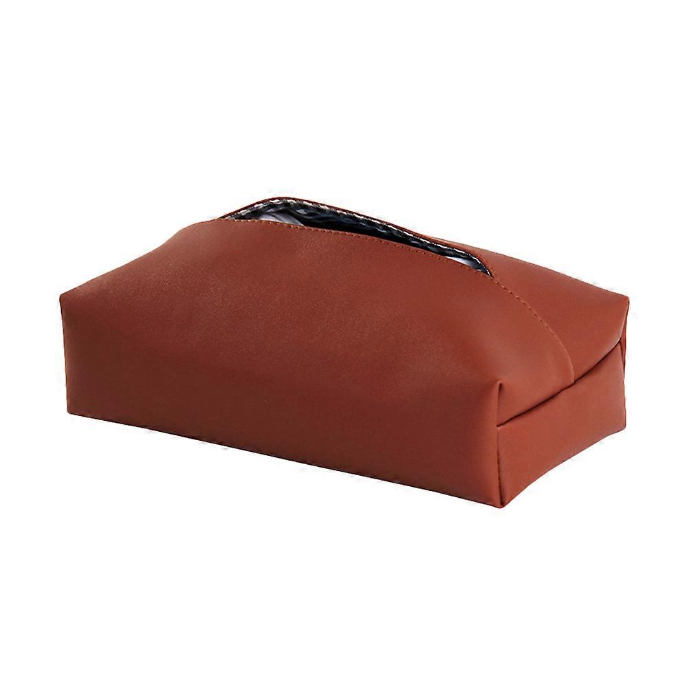 Rectangular Tissue Box Desktop Organizer Fashionable Style Home Decoration Dark Red 1Pack