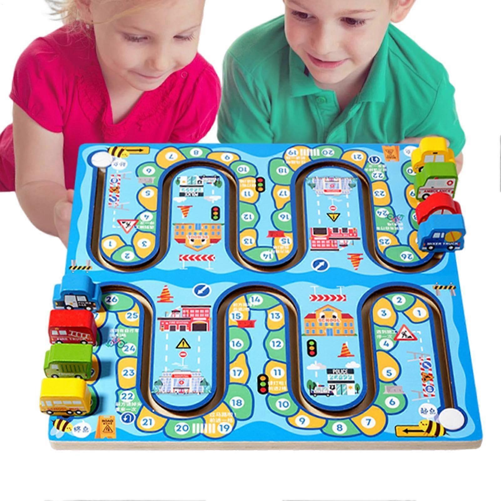 Color Number Maze Learning Game Wooden Toy with Color and Number Maze Sensory Motor Skill Toy for Preschool Boys and Girls Transportation