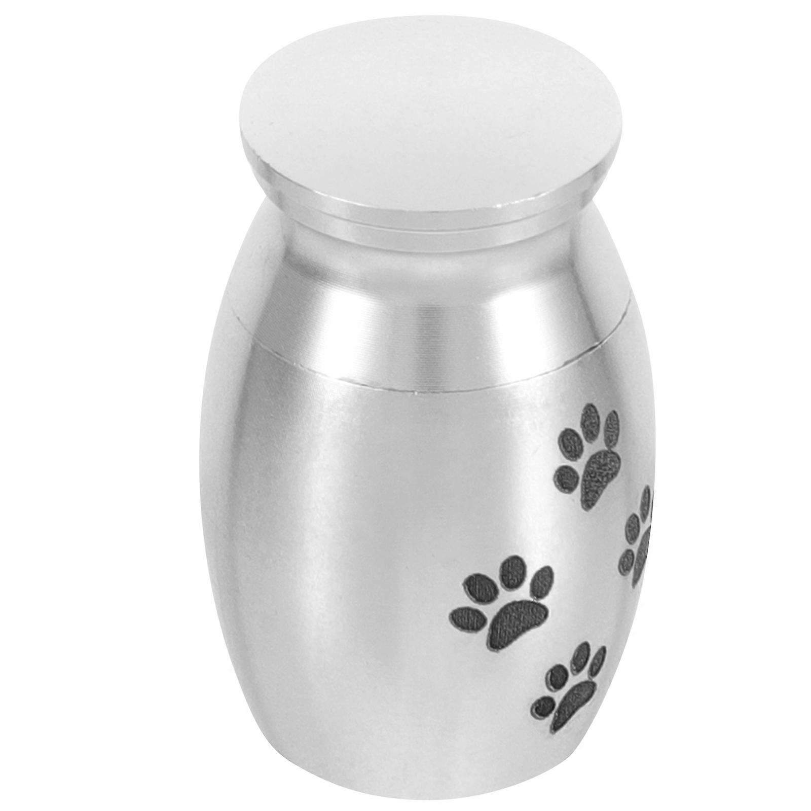 Memorial Urn Cat Urn For Ashes Alloy Pet Urn Pet Cremation Urn Funeral Keepsake Jar Silver 2.4x1.6cm Storage for Ashes 1Pack