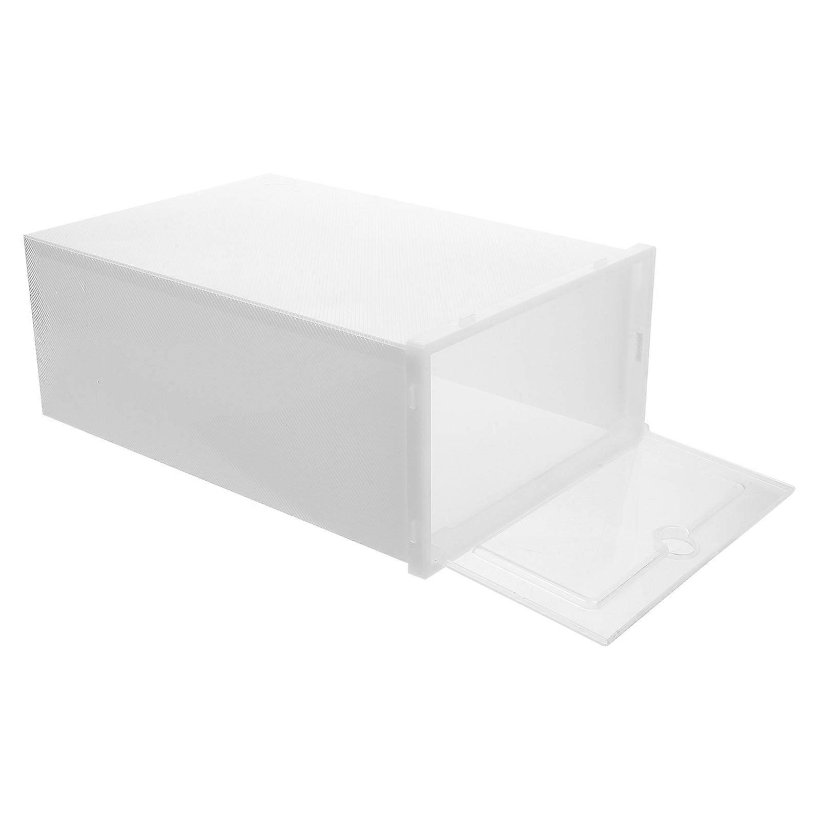White Stackable Plastic Shoes Storage Box for Women with Transparent Sides 31x20x11cm