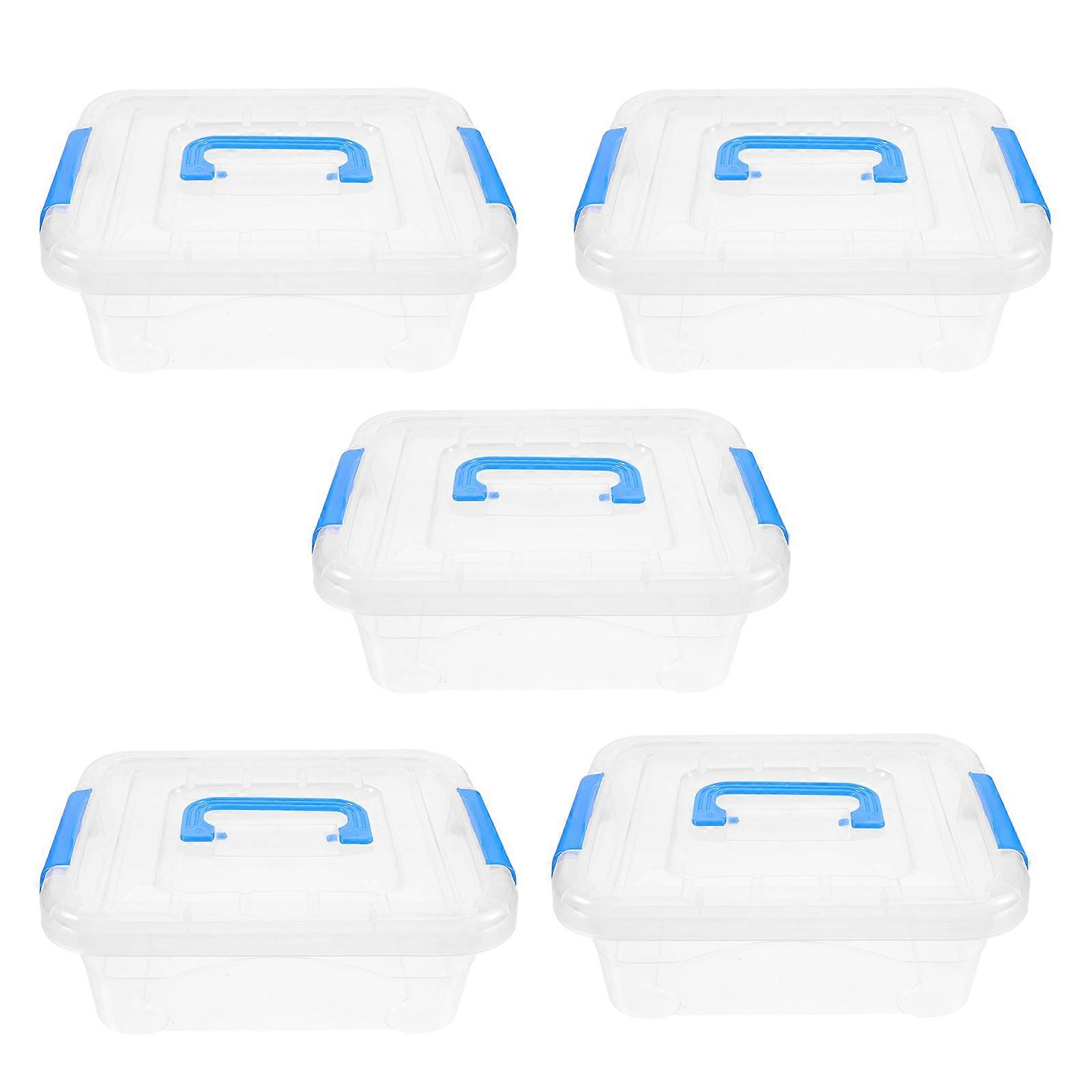 Handle Storage Box Rectangular Shape Plastic Carrying Case For Desk Organization Toys Storage Workers Students 5Pcs