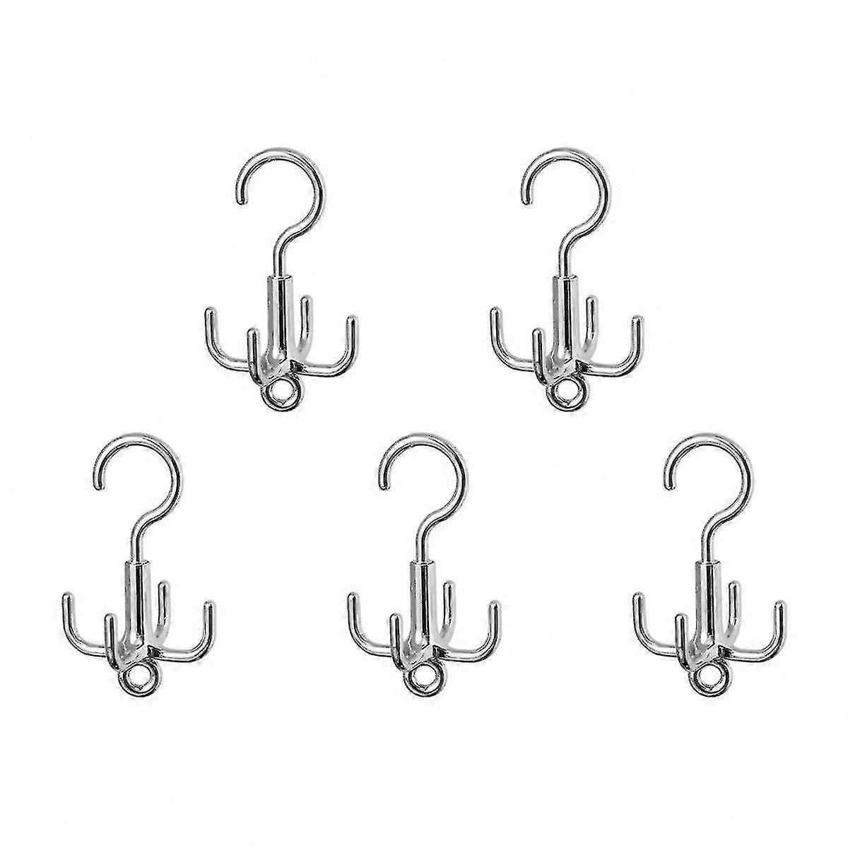 Rotating Hanger Hooks 5-Pack Closet Organizer for Clothes Shoes Bags Accessories Hanging Storage Solution