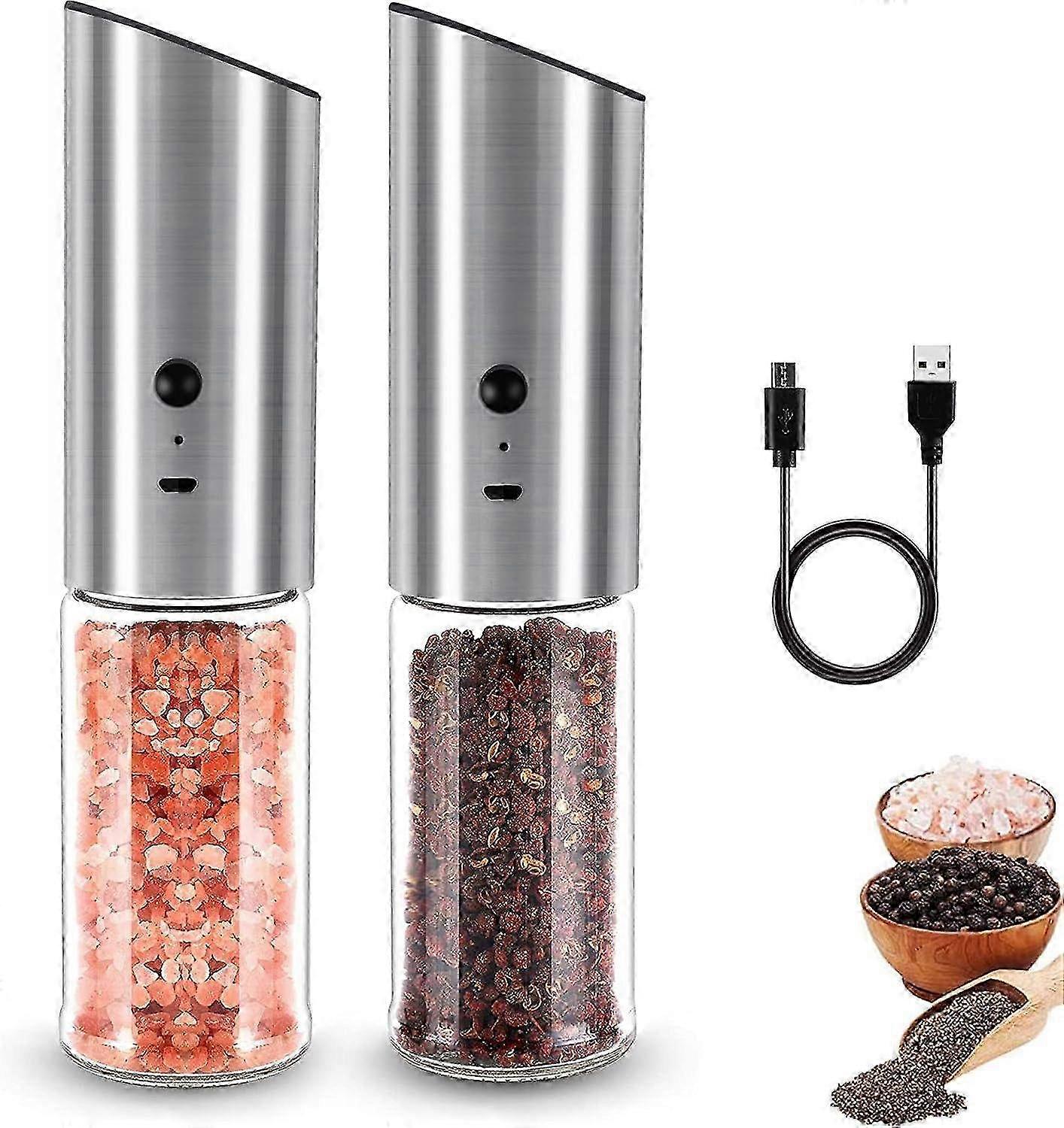 Rechargeable Electric Pepper Grinder & Salt Mill - Automatic Gravity Operation with Adjustable Coarseness, 170ml Capacity