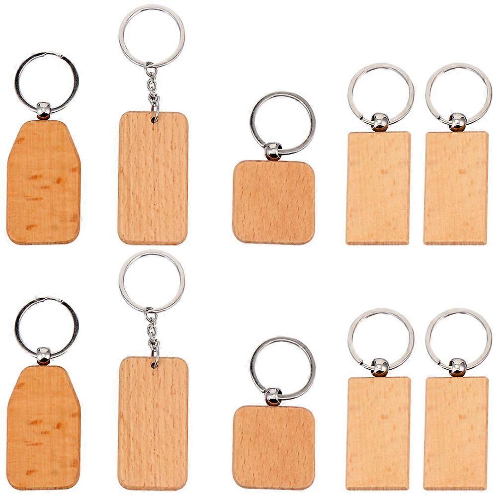 Wood Keychain Blank 10Set Engravable Accessories Light Brown DIY Suitable for New Year Any Occasions