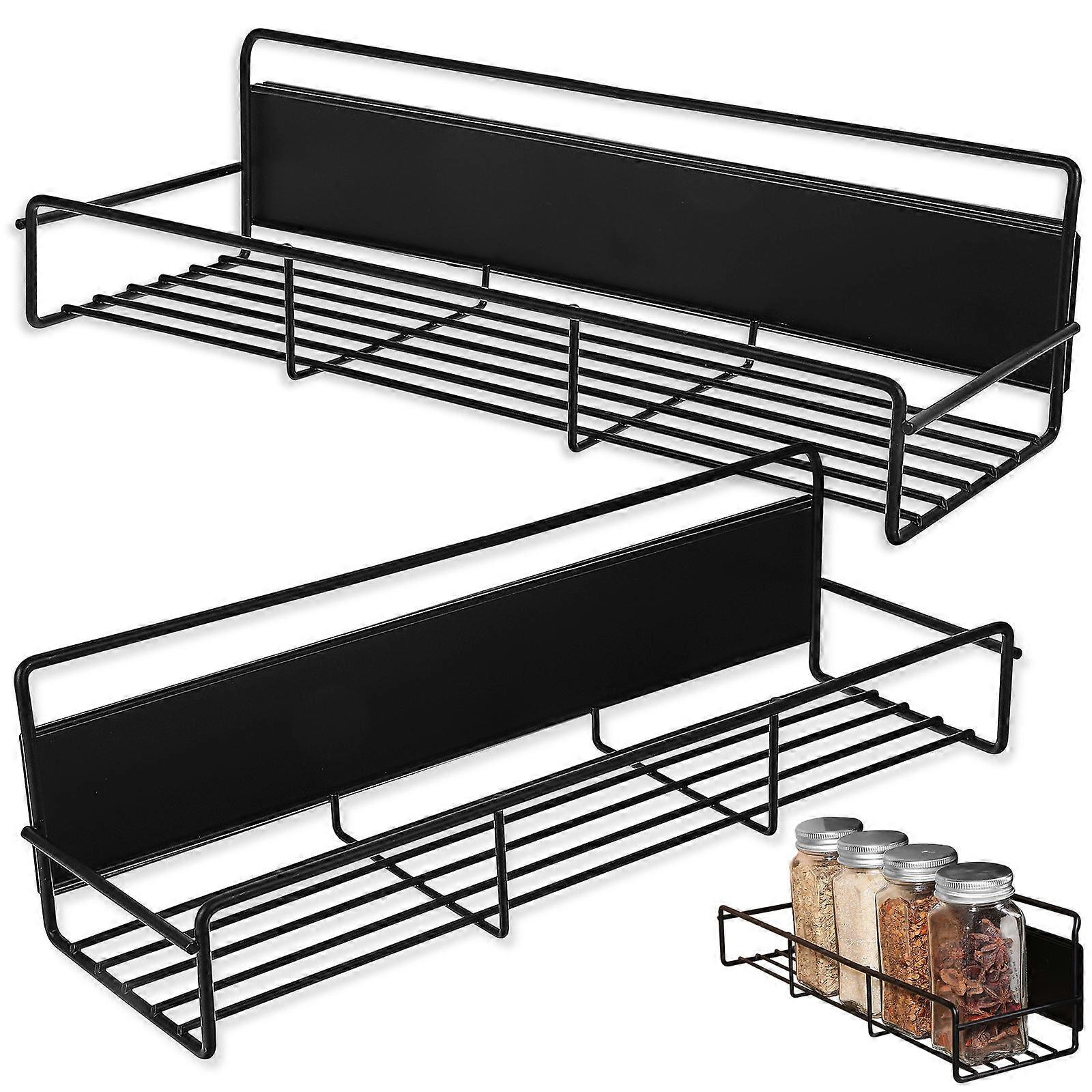 Magnetic Spice Rack for Kitchen Storage with Strong Carbon Steel Material Black 2Pcs