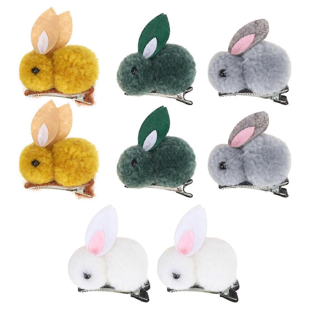 8pcs Fluffy Rabbit Hairpins Soft Plush Hair Clips for Lightweight Styling and Sectioning Adorable Headdresses for Daily Wear and Parties Random