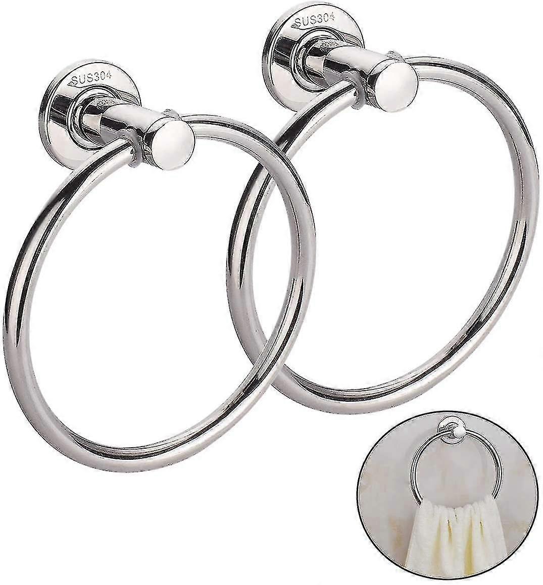 Bathroom Towel Ring, 2-Piece Set, 304 Stainless Steel, Easy to Install and Space-Saving