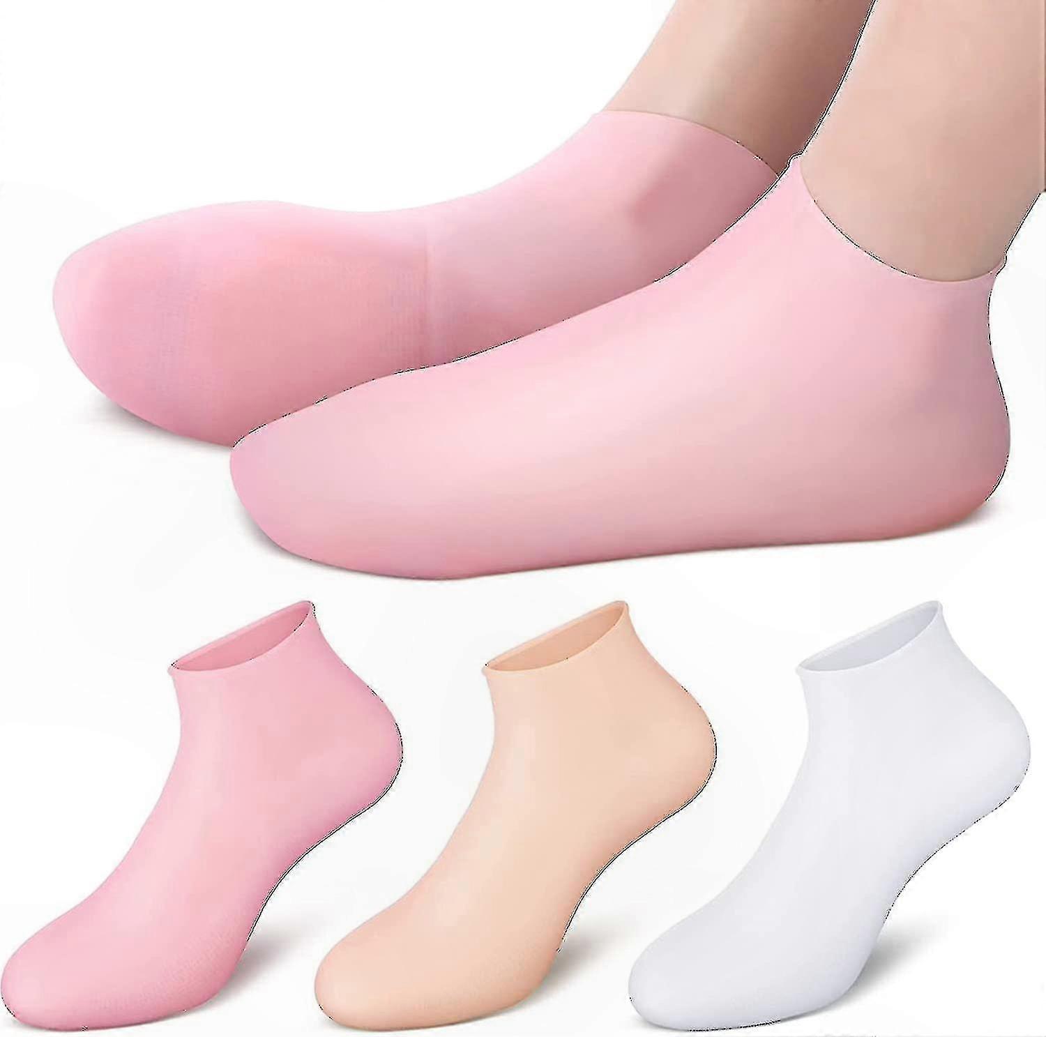Silicone Moisturizing Socks, 3 Pairs Gel Heel Socks for Soft Skin Care