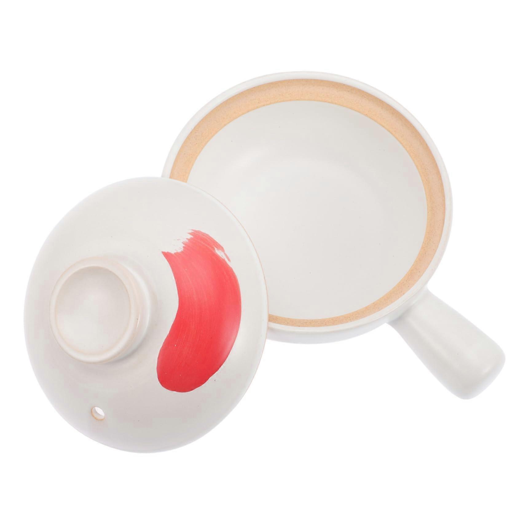 Kasserolle Stewpan with Handle for Gas Stove for Soup Porridge Bibimbap EnergySaving and Easy to Store White Red Marbled