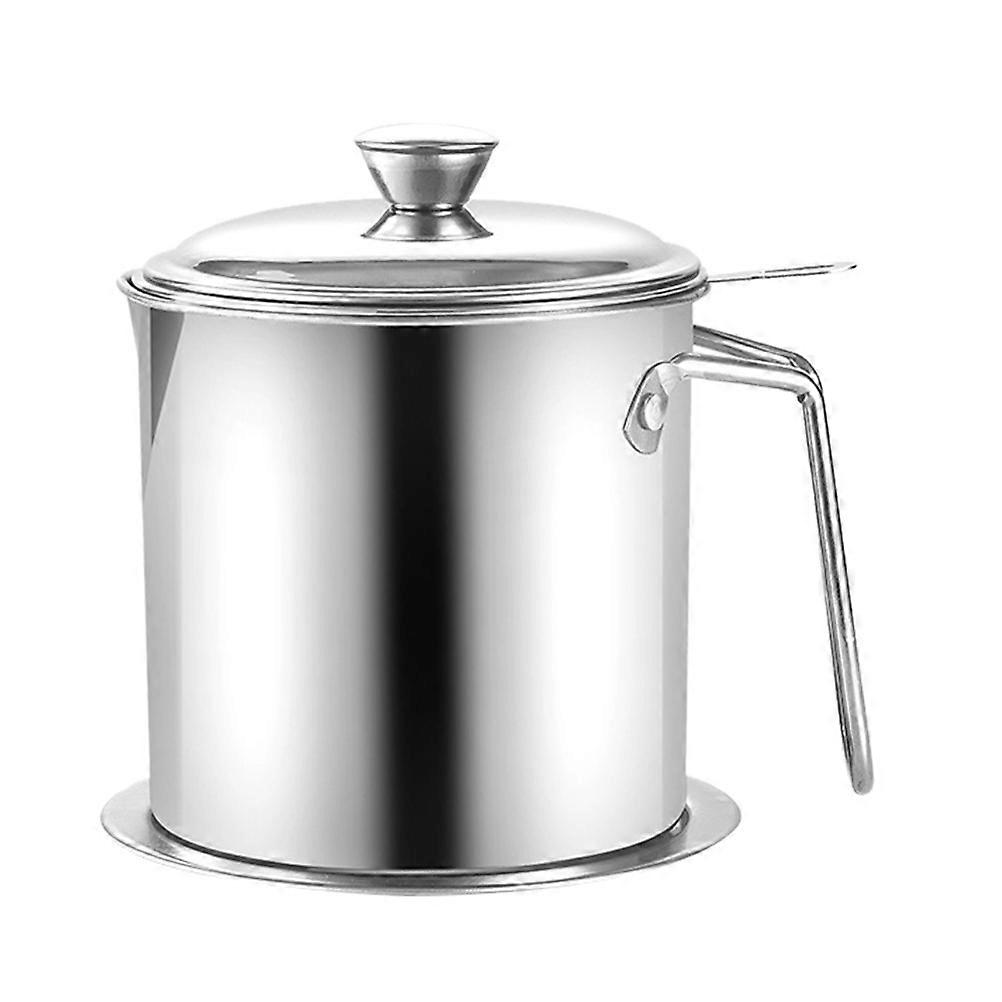 Stainless Steel Oil Strainer Pot with Removable Mesh Filter, Non Slip Base & Portable Handle for Kitchen & Restaurant Use
