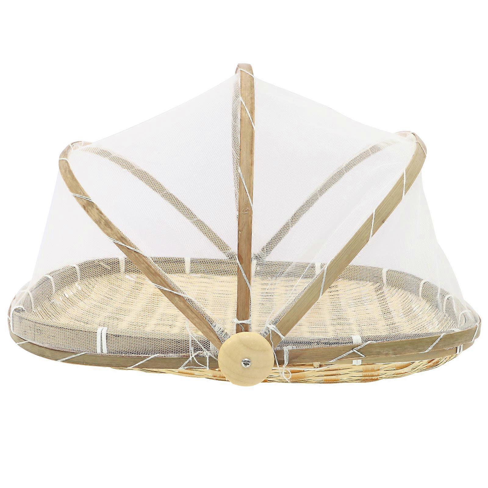 Bamboo Woven Basket for Storage Use with Synthetic Material Khaki Color 1Pc