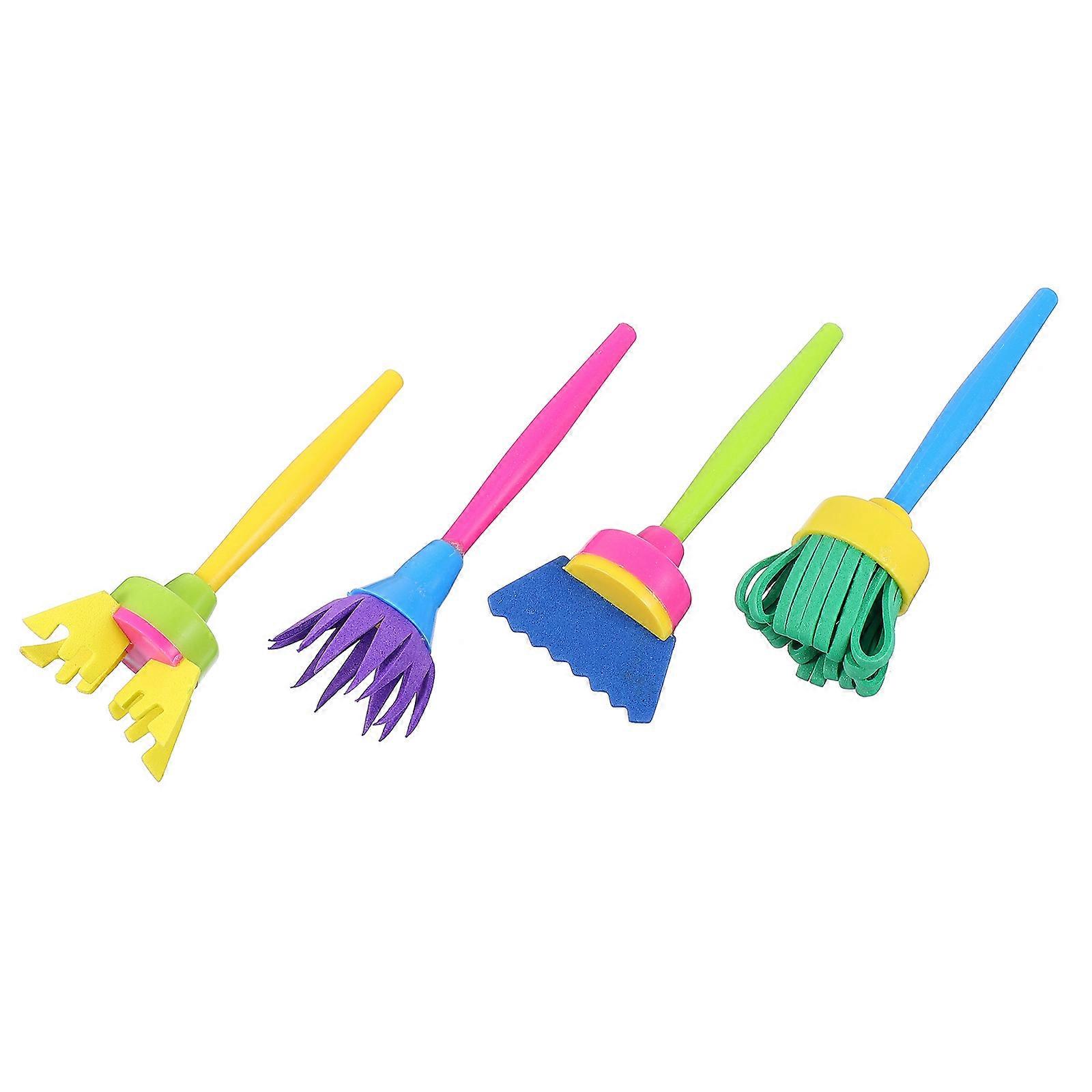 4pcs Sponge Painting Brushes, Safe & Washable Graffiti Tools for Kids, Creative DIY Drawing Sponges for Preschool Art and Early Learning Activities