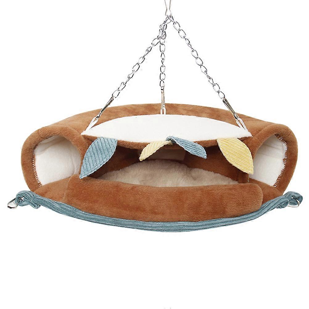 Hamster Sleeping Bed Winter Warm Pet Hammock For Small Pets Indoor Use Size S Brown 1Pack