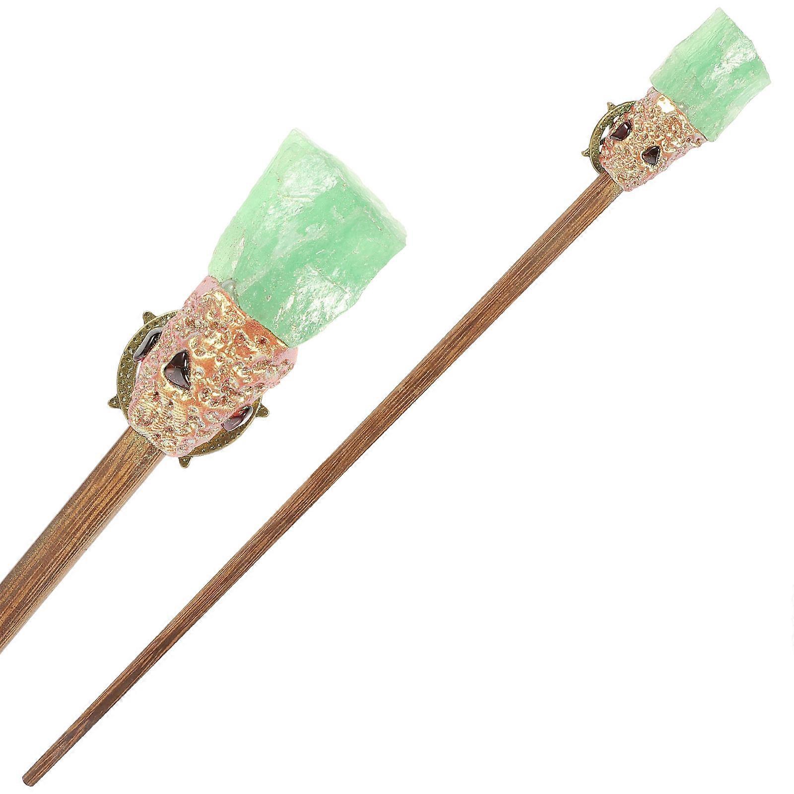 Natural Crystal Stone Wand Unique Halloween Cosplay Prop, Decorative Scepter for Stage Performances, Home Display & Wiccan Events