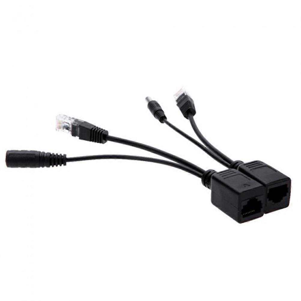 Cable Splitter For Routers And Telephony With Passive PoE Technology Black 2Pcs Set