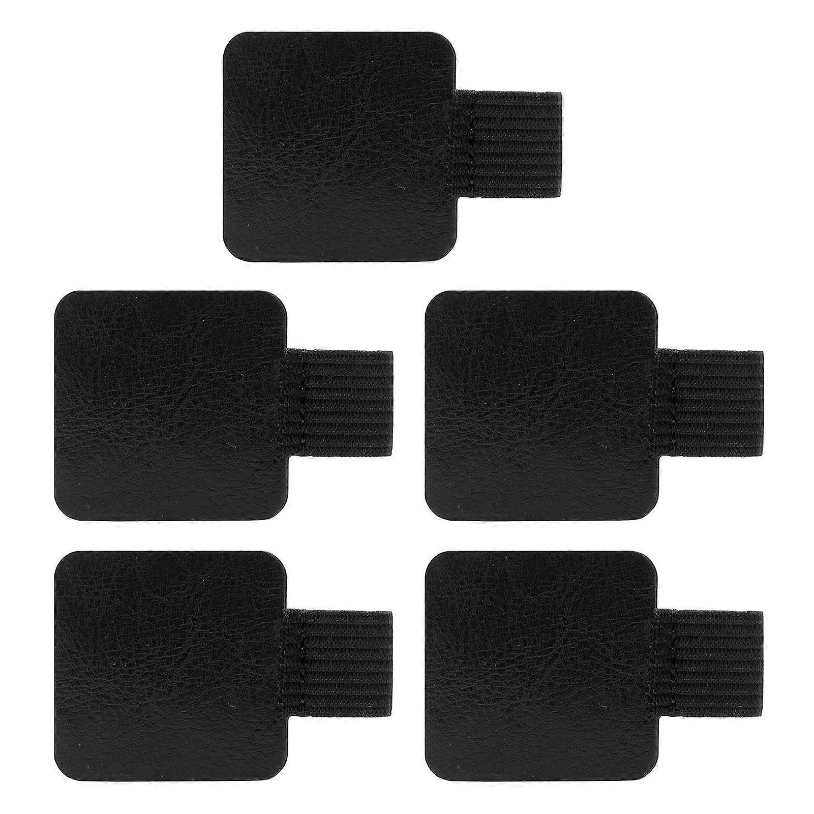 Pack of 5 SelfAdhesive Pen Loops, Leather, for Tablet, Notebook (Black) 4×4 cm