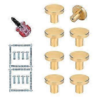 Gold Cabinet Knobs  8Pcs Brushed Brass Round Pulls Handles for Kitchen  Dresser  Cupboard  Wardrobe