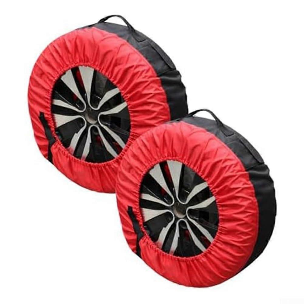 Durable Waterproof Oxford Fabric Tire Covers with Handles and Straps for All-Weather Protection (Red and Black)