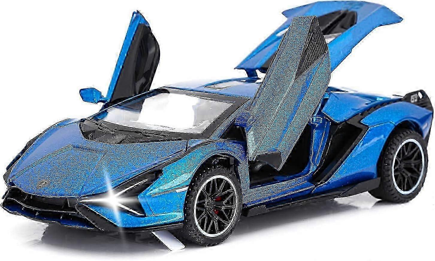 Toy Cars Lambo Sian FKP3 Metal Model Car with Light and Sound Pull Back Toy Car for Boys Age 3 + Year Old (Blue)