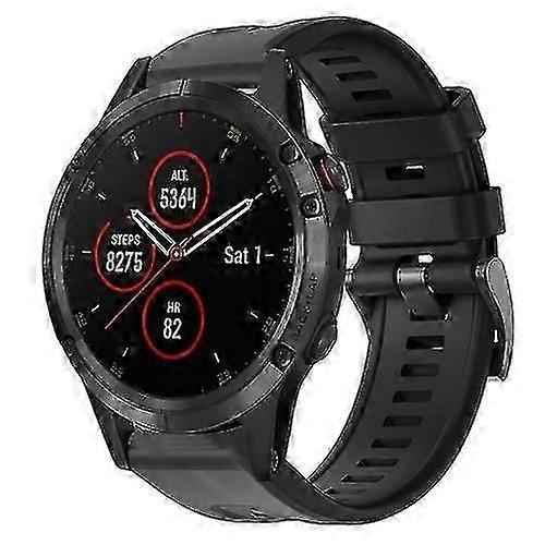 For Garmin Fenix 5 Plus Watch Band Metal Buckle Solid Color Silicone Strap VWCR Replacement Accessory
