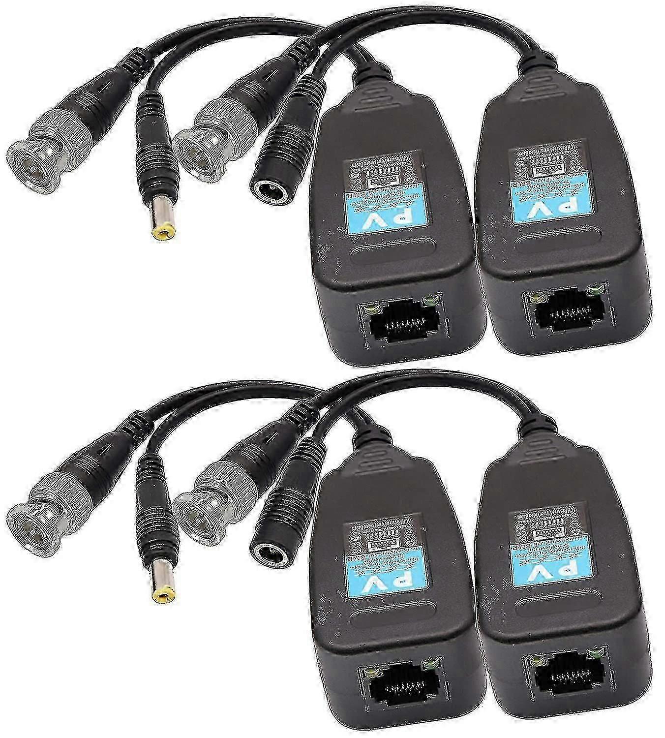 K Rj45 To Bnc Video Balun Transmitter Receiver Hd-cvi/tvi/ahd/cvbs With Power Connector For 1080p 3mp 4mp 5mp 8mp Cctv System Surveillance Camera Dvr