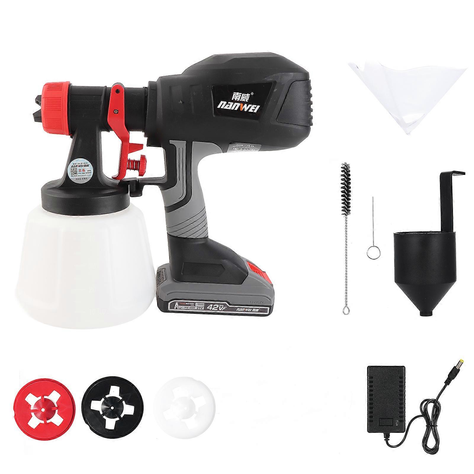Electric Paint Sprayer 21V 1200ml Container High Speed Paint Spraying Machine with 4 Nozzle for House Painting Furniture Vehicle