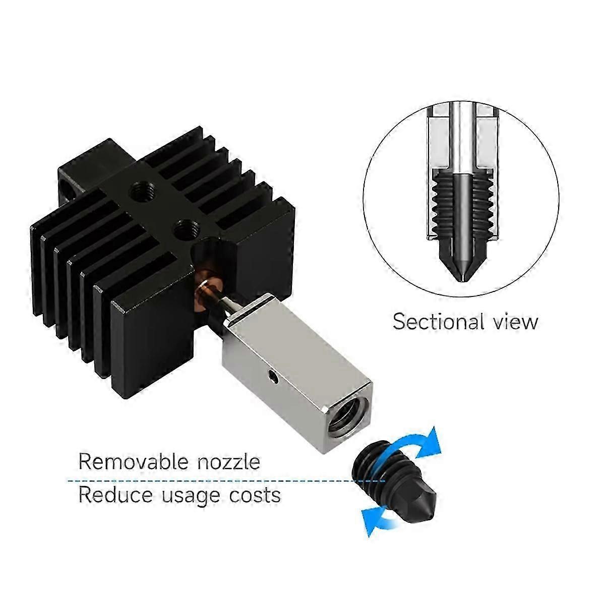 Upgrade Hotend for Qidi X Plus 3/X Max 3/X Smart 3/Q1 Pro Hardened Steel Nozzle Hotend 50W 3D Print