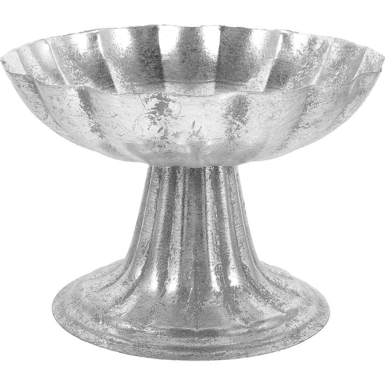 Serving Dish Metal Plate for Indoor Use Silver Iron Material Fruit Serving 1Pack