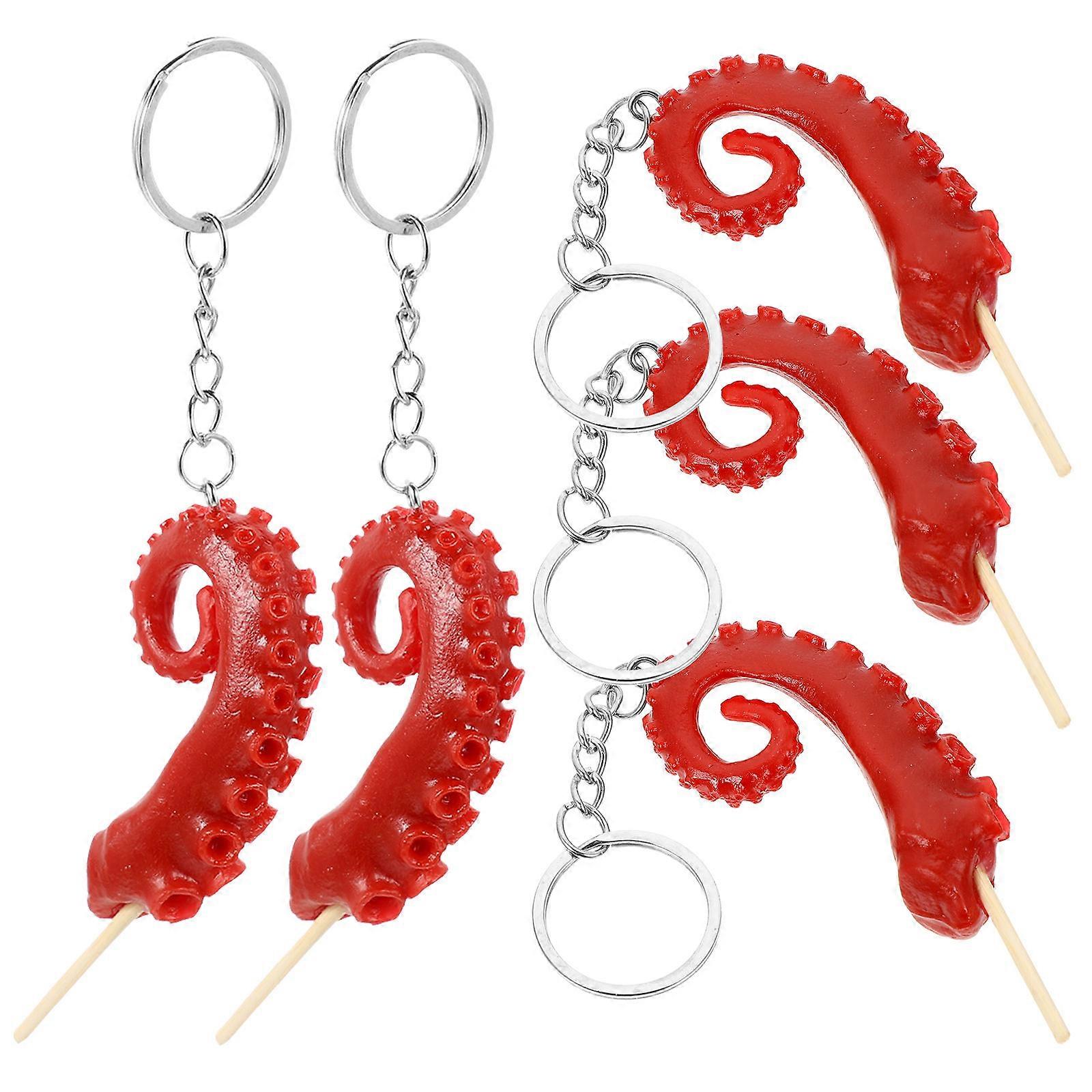 Lifelike Simulation Food Keychain PVC Red Decorative Pendant for Keys and Bags 5pcs