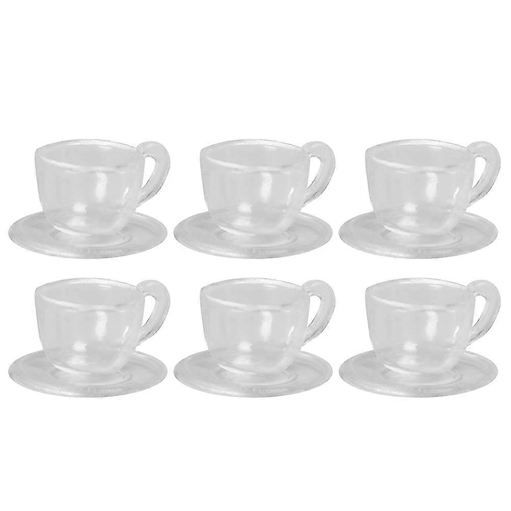Miniature Tea Ware Tray Doll House Accessories Transparent Pvc Material Ornament 6 Sets