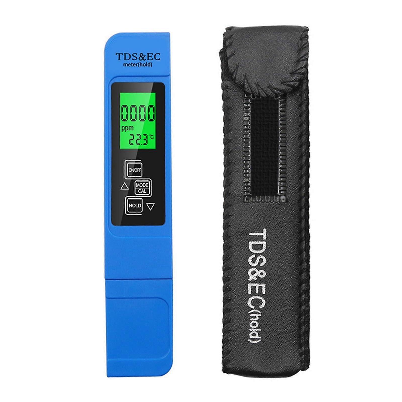 Digital Water Quality Tester EC TDS Meter With Temperature, 3In1 Pocket PPM Pen For Aquarium, Hydroponics, Pools Blue