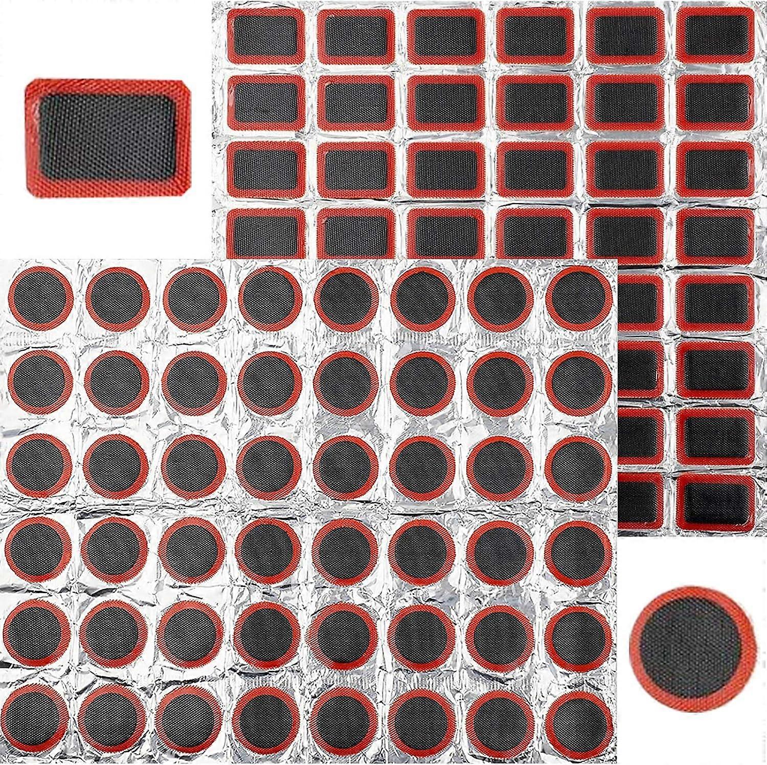 Bicycle Patch, 48 Square Patches + 48 Round Patches, Bicycle Tire Patch, Rubber Tire Patch for Bicycle Tire Repair Fonepro