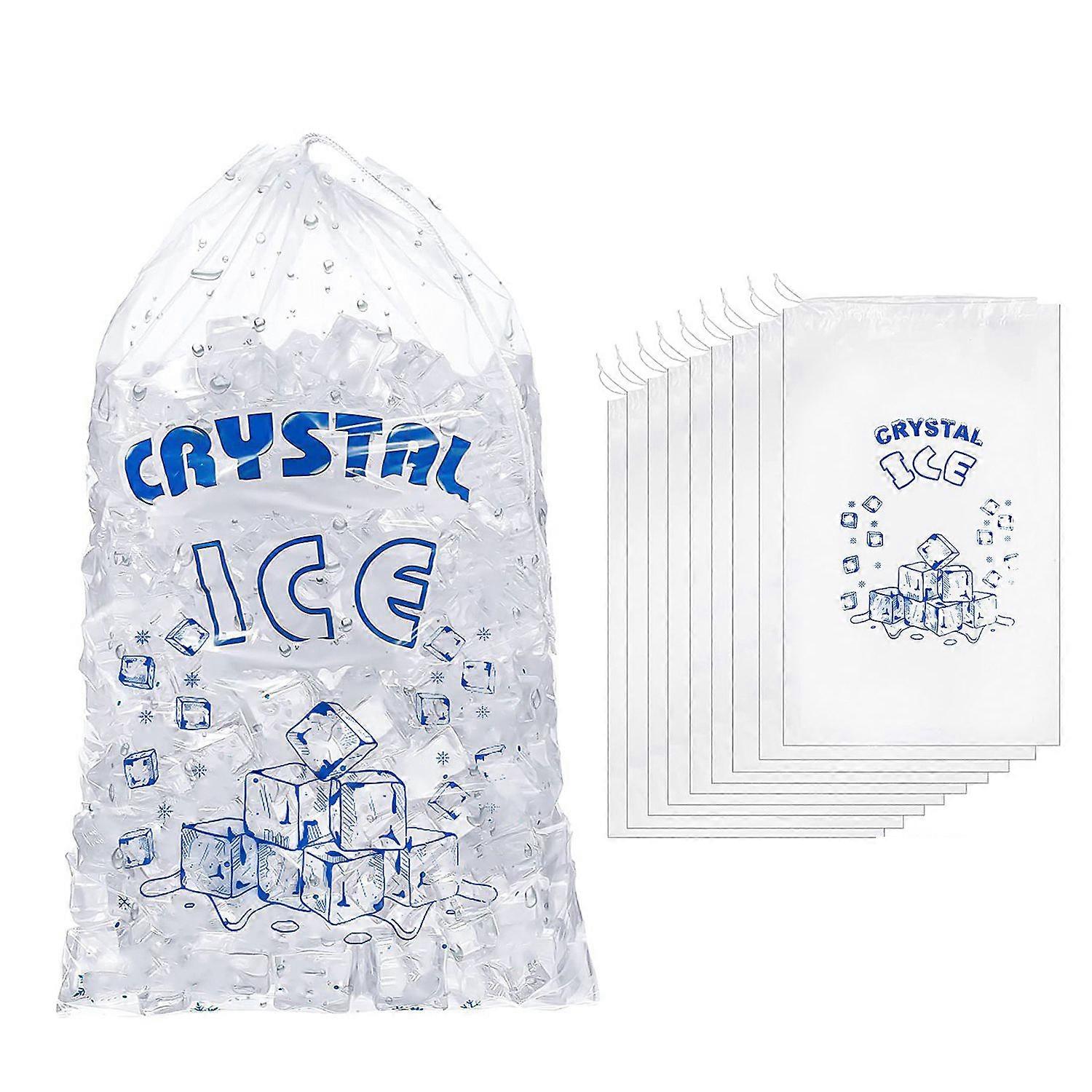 Sacs à glaçons 8 lb avec cordon de serrage, sacs à glaçons 100 unités pour machine à glaçons, sacs à glaçons réutilisables robustes,