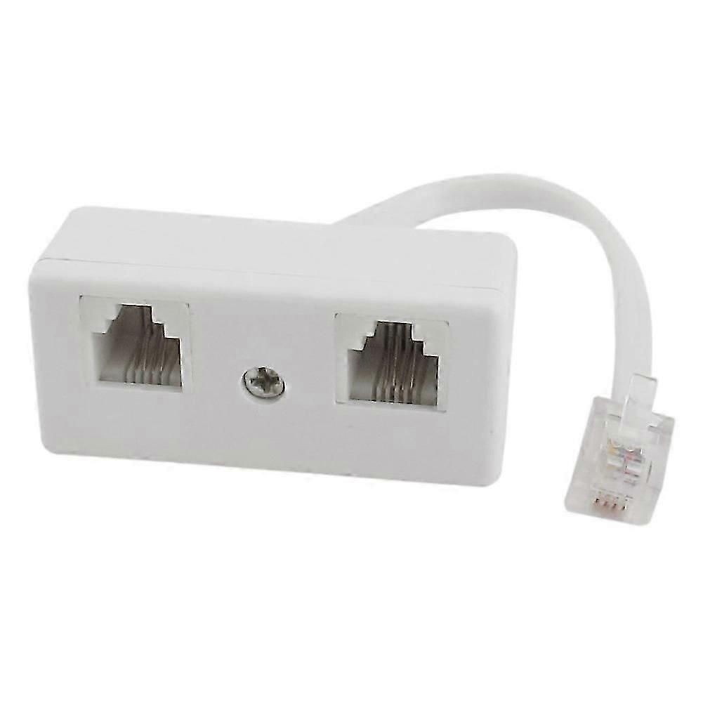 6P4C RJ11 ذكر إلى أنثى مزدوجة خط الهاتف الفاصل موصل محول