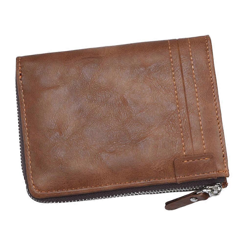Rfid Blocking Wallet Casual Short Purse Organizer for Men Daily Occasions Brown 1Set