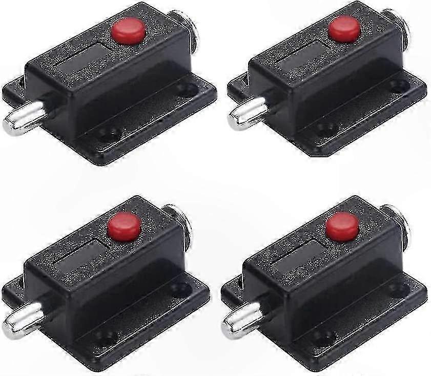 Spring-Loaded Door Latch with Button, Black, 10 Pack